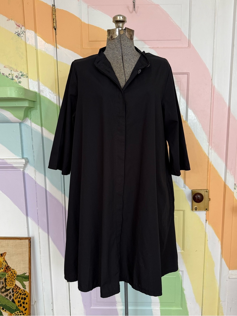 Bryn Walker Winona Cotton Poplin Shirt Dress Mandarin Collar Lagenlook XS 🧡🍄